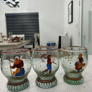 Steigel Type Hand-Painted Glass Art Set